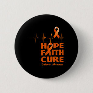 Badge Rond 5 Cm Hope Faith Cure - Sensibilisation à la leucémie