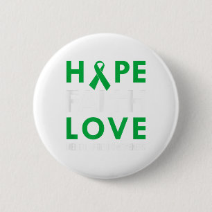 Badge Rond 5 Cm Hope Faith Love Green Ribbon Mental Health Award