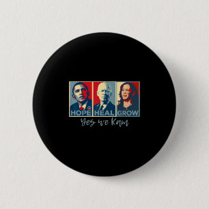 Badge Rond 5 Cm Hope Heal Grow Obama Joe Biden Kamala Harris 2024
