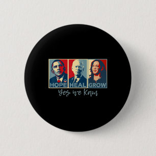 Badge Rond 5 Cm Hope Heal Grow Obama Joe Biden Kamala Harris 2024