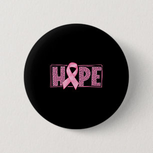 Badge Rond 5 Cm Hope Leopard rose Ruban Sensibilisation au cancer 