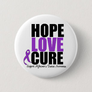 Badge Rond 5 Cm Hope Love Cure Alzheimer's Disease