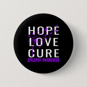Badge Rond 5 Cm Hope Love Cure Epilepsy Sensibilisation