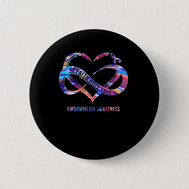 Badge Rond 5 Cm Hope Love Fibromyalgia Awareness 2 (Devant)