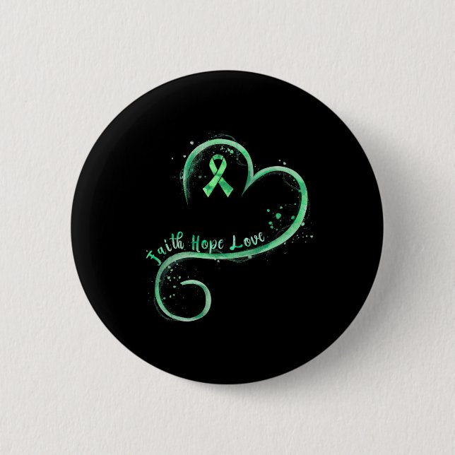 Badge Rond 5 Cm Hope Love Green Ribbon Sensibilisation à la santé  (Devant)