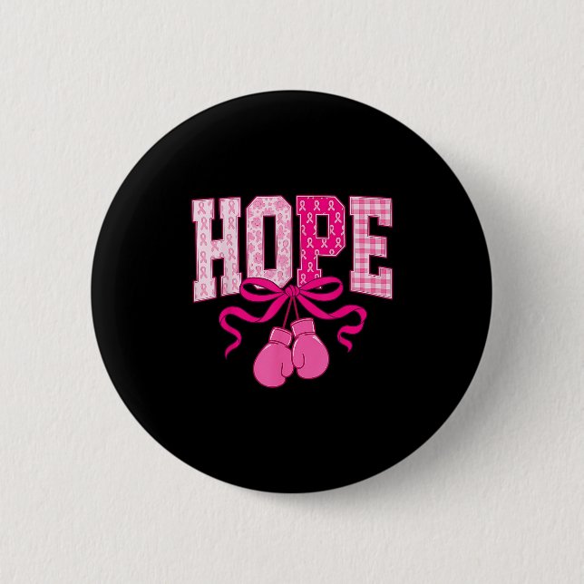 Badge Rond 5 Cm Hope Pink Ribbon Gants en boîte Cancer du sein ros (Devant)