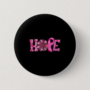 Badge Rond 5 Cm Hope Pink Ribbon Sunflower Sensibilisation au canc