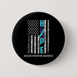 Badge Rond 5 Cm Hope Usa Drapeau de sensibilisation au suicide Che
