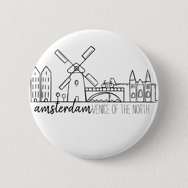 Badge Rond 5 Cm Horizon d'Amsterdam (Devant)