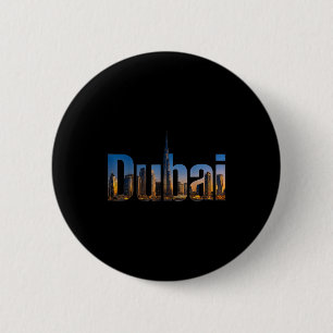 Badge Rond 5 Cm Horizon de Dubaï burj khalifa paysage urbain voyag