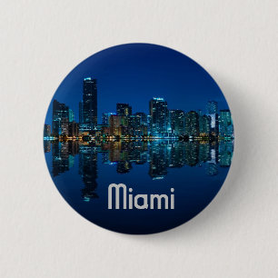 Badge Rond 5 Cm Horizon de Miami au crépuscule