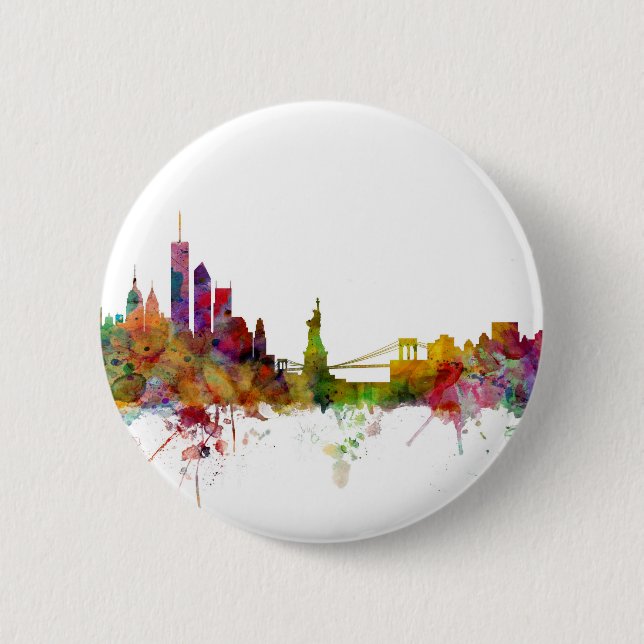 Badge Rond 5 Cm Horizon de New York (Devant)
