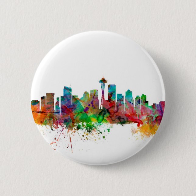 Badge Rond 5 Cm Horizon de Seattle Washington (Devant)