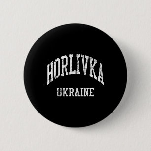 Badge Rond 5 Cm Horlivka Ukraine Rétro Années 70 Style Sportif Uni
