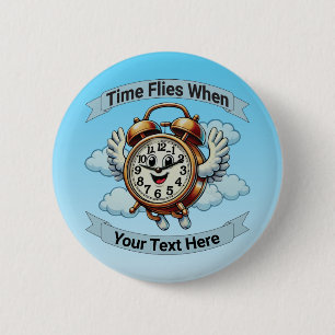 Badge Rond 5 Cm Horloge de vol personnalisable "Heures de vol quan