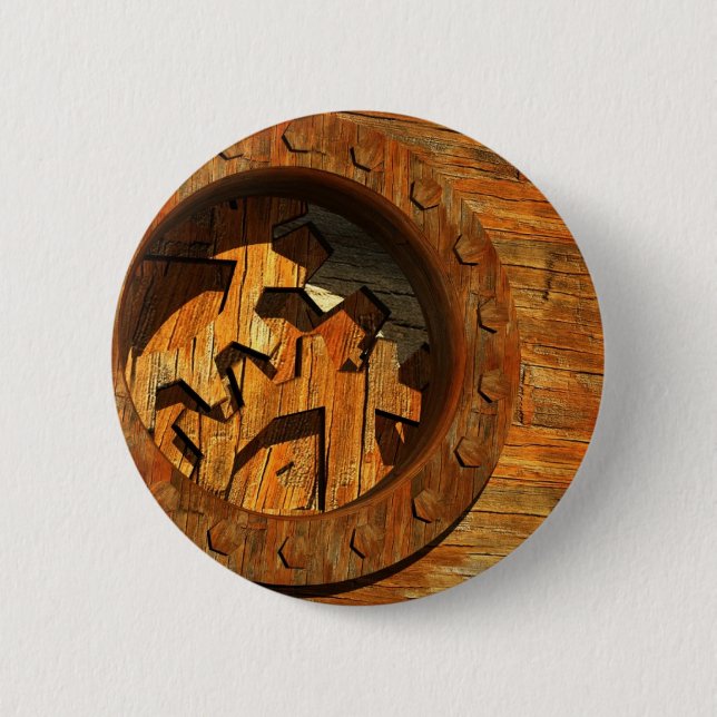Badge Rond 5 Cm horloge en bois (Devant)