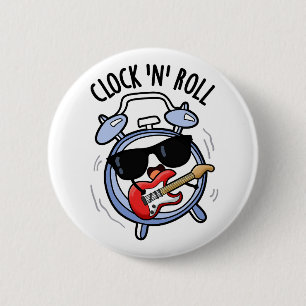 Badge Rond 5 Cm Horloge Et Roulement Pun Rock Drôle
