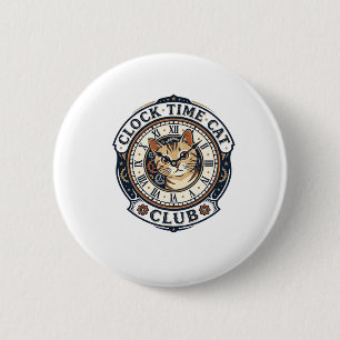 Badge Rond 5 Cm Horloge Temps Chat Chat Graphique Tee Art - Horlog