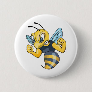 BADGE ROND 5 CM HORNET JAUNE