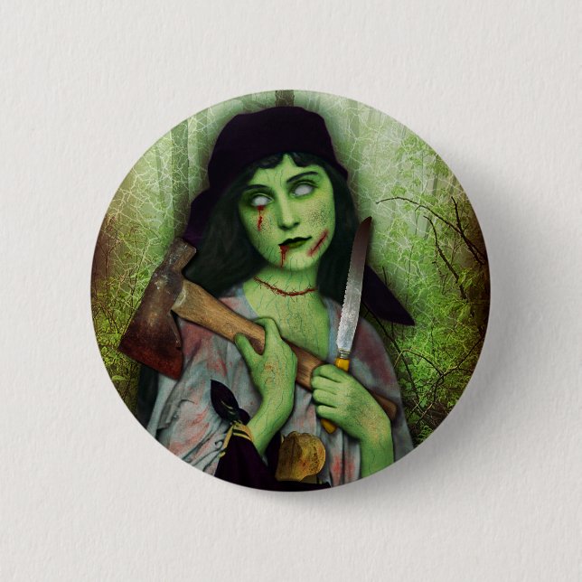 Badge Rond 5 Cm Horreur gothique de Halloween de fille de zombi (Devant)