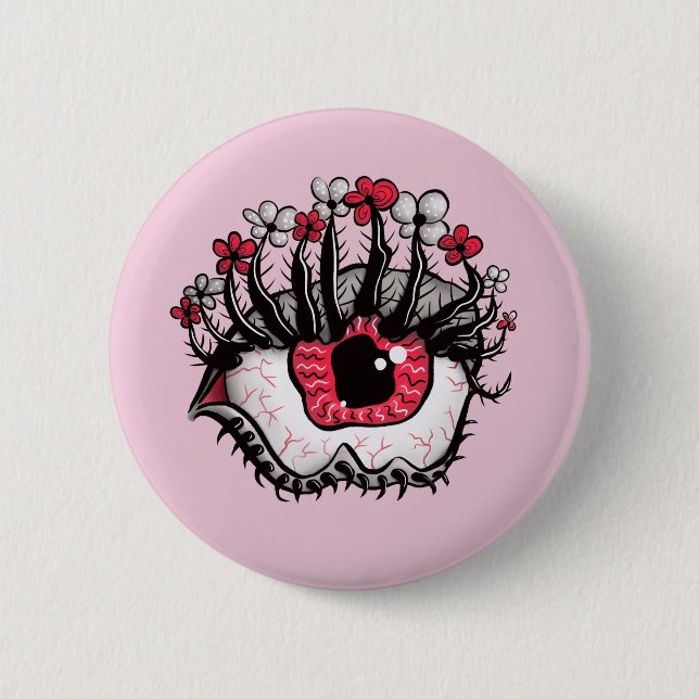 Badge Rond 5 Cm Horreur Pastel Goth Oeil Macabre rose Déplaisant (Devant)