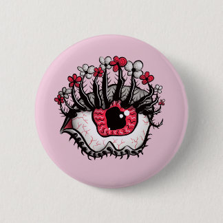 Badge Rond 5 Cm Horreur Pastel Goth Oeil Macabre rose Déplaisant