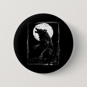 Badge Rond 5 Cm Horreur Werewolf Head Halloween Mythologie Wolf Sh