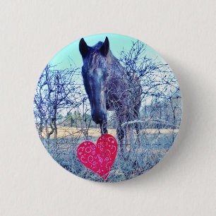 Badge Rond 5 Cm Horse et heart