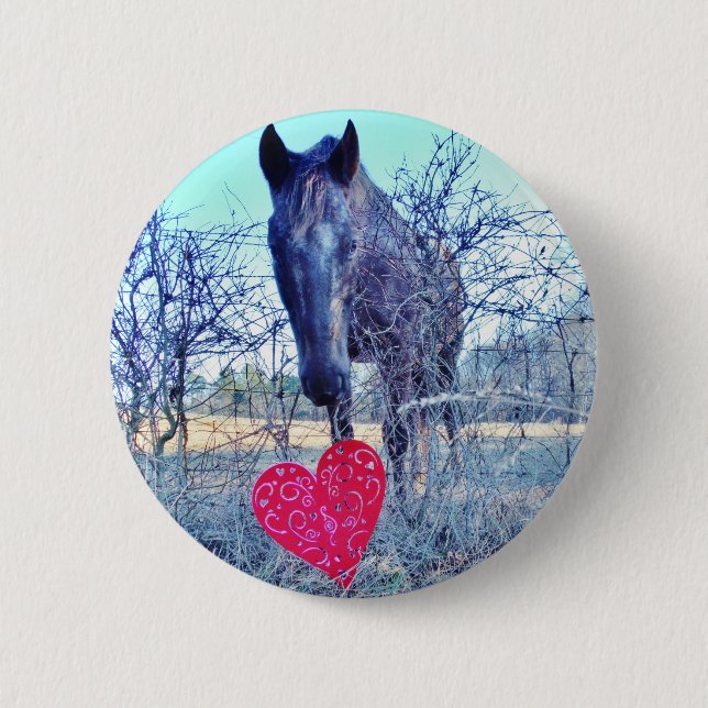 Badge Rond 5 Cm Horse et heart (Devant)