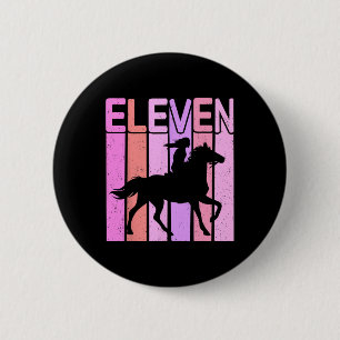 Badge Rond 5 Cm Horse Girl 11e Anniversaire Équitation 11 Année
