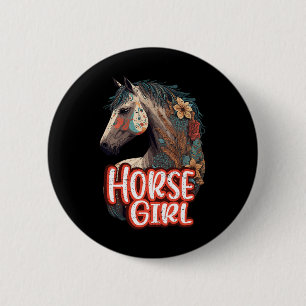 Badge Rond 5 Cm Horse Girl Equestria Portrait Western Horseback R