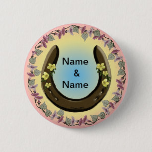Badge Rond 5 Cm Horseshoe à fleurs d'Amish