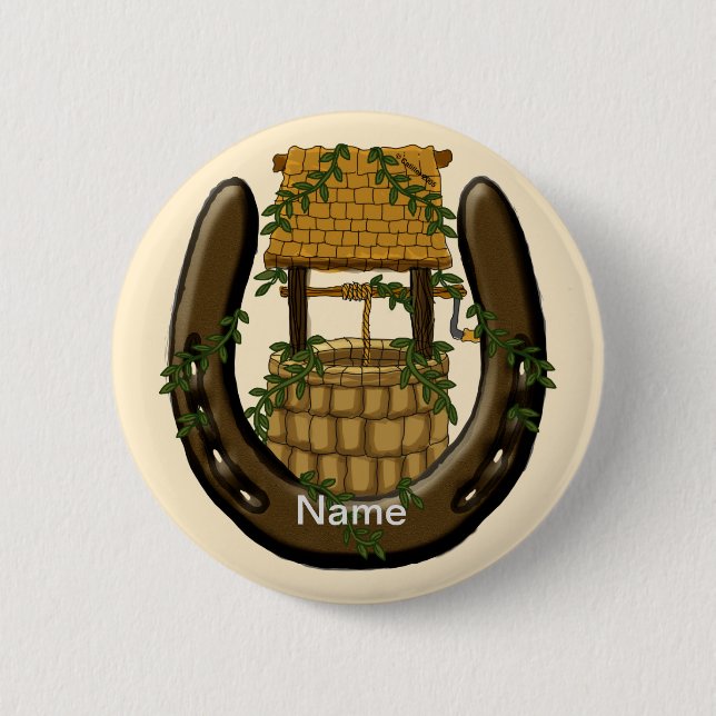 Badge Rond 5 Cm Horseshoe Wishing well (Devant)
