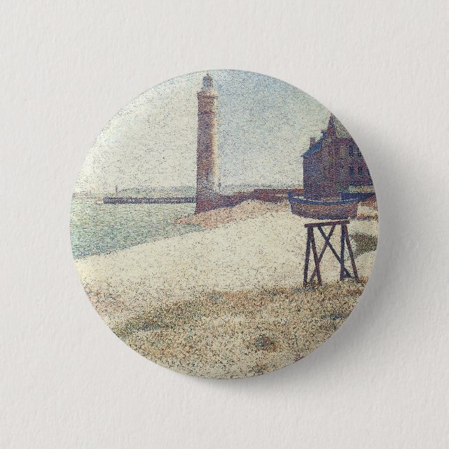 Badge Rond 5 Cm Hospice et phare de Honfleur par Georges Seurat (Devant)