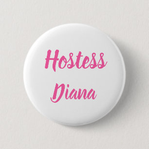 Badge Rond 5 Cm Hostess Pink Custom Name Gifts Wedding