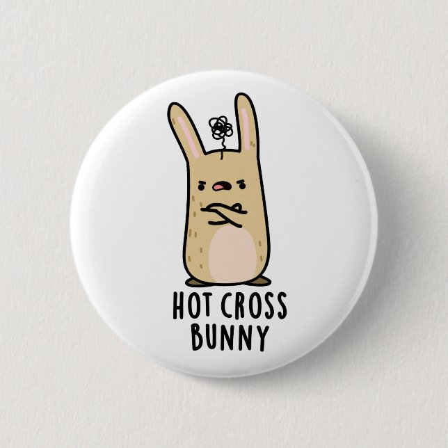 Badge Rond 5 Cm Hot Cross Bunny Funny Angry Rabbit Pun (Devant)