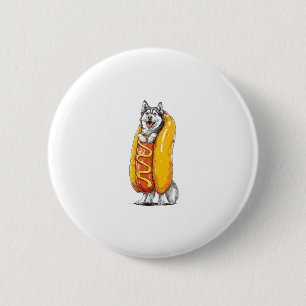 Badge Rond 5 Cm Hot Dog Husky � drôle Costume de nourriture