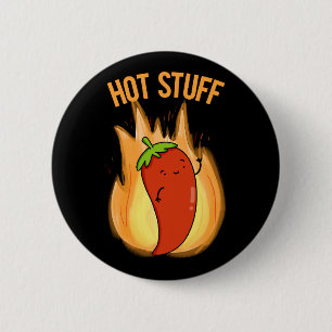 Badge Rond 5 Cm Hot Stups Funny Red Hot Chili Pepper Pun Dark BG