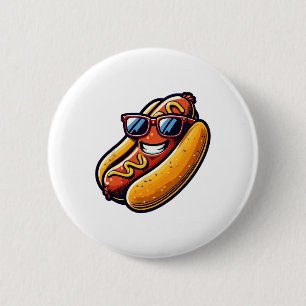 Badge Rond 5 Cm Hotdog Sungles Restauration rapide Chiens chauds L