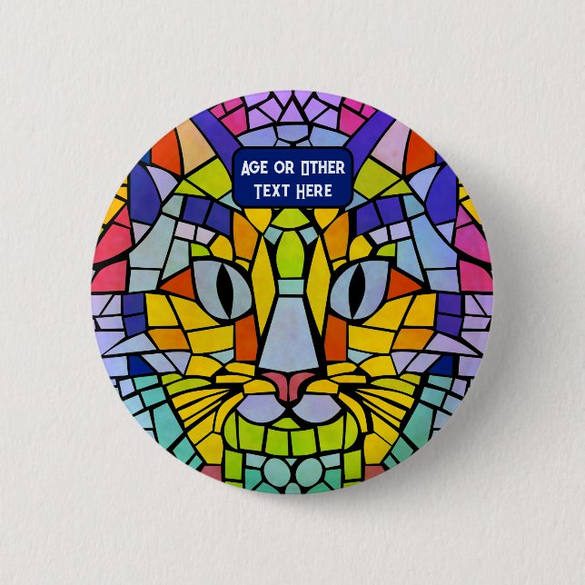 Badge Rond 5 Cm Hôte de partie Kitty avec son propre texte / âge s (Devant)