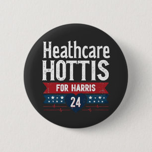 Badge Rond 5 Cm Hôtes De Soins De Santé Pour Harris 24 Kamala Walz