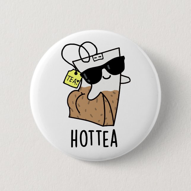 Badge Rond 5 Cm Hottea Funny Hot Tea Pun  (Devant)
