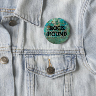 Badge Rond 5 Cm Hound de pierre minérale bleu Chrysocolla