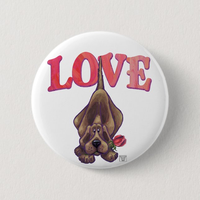 Badge Rond 5 Cm Hound Dog Valentine's Day (Devant)