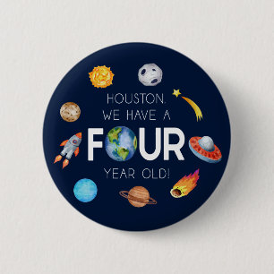 Badge Rond 5 Cm Houston Nous avons quatre ans 4e fête d'anniversai