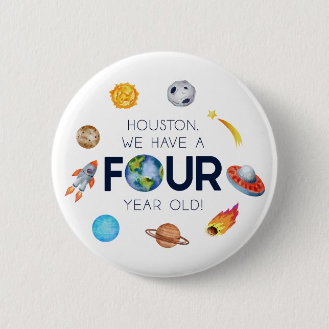 Badge Rond 5 Cm Houston Nous avons quatre ans 4e fête d'anniversai (Devant)