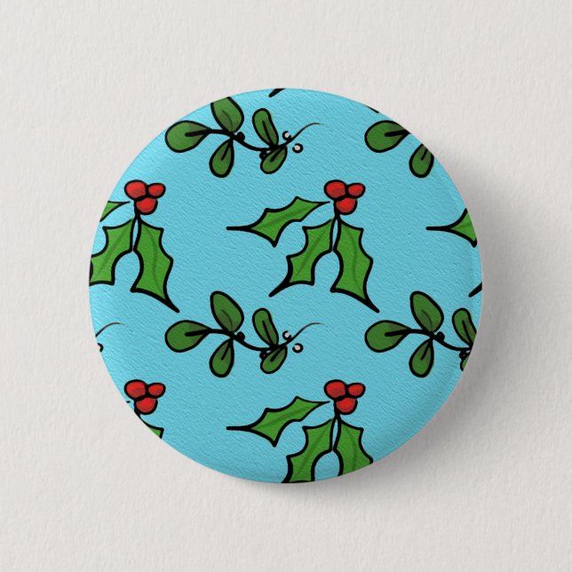 Badge Rond 5 Cm Houx et gui (Devant)