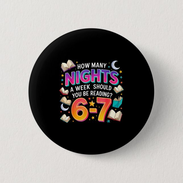Badge Rond 5 Cm How Many Nights Reading 67 Funny Meme Six Seven Te (Devant)