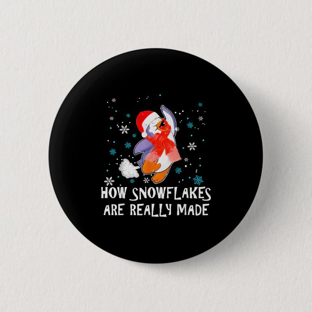 Badge Rond 5 Cm How Snowflakes Are Really Made Snowman Funny Chris (Devant)