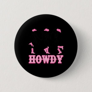 Badge Rond 5 Cm Howley Western Skeleton Cowgirls Dancing Halloween